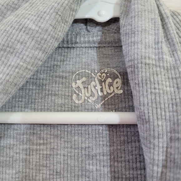 Justice Gray Waterfall Cardigan Roll Tab Sleeve Very Lightweight Size 7 - Picture 6 of 9